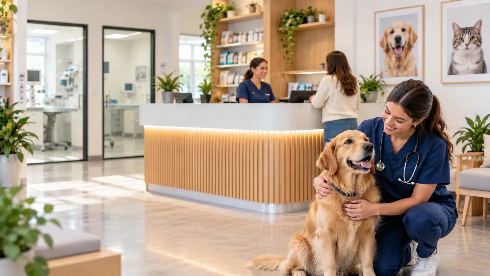 Instalaciones exteriores e interiores de la clínica veterinaria NOVA Vet en Santiago de Surco
