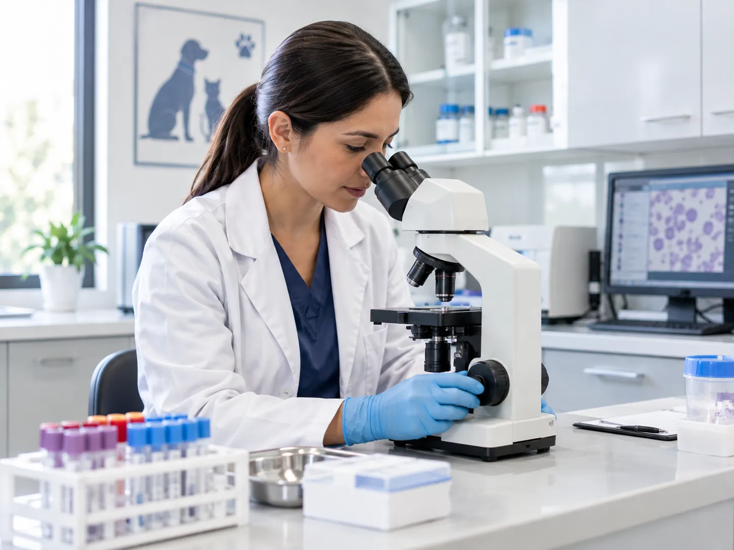 Diagnóstico clínico y análisis de laboratorio veterinario con resultados confiables